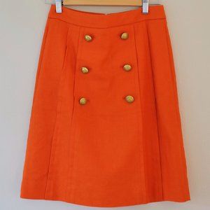 J. Crew Orange Linen Pleated Sailor Skirt Size 2